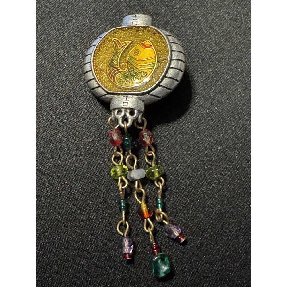 Chico's Koi Fish Rhinestone Signed Brooch